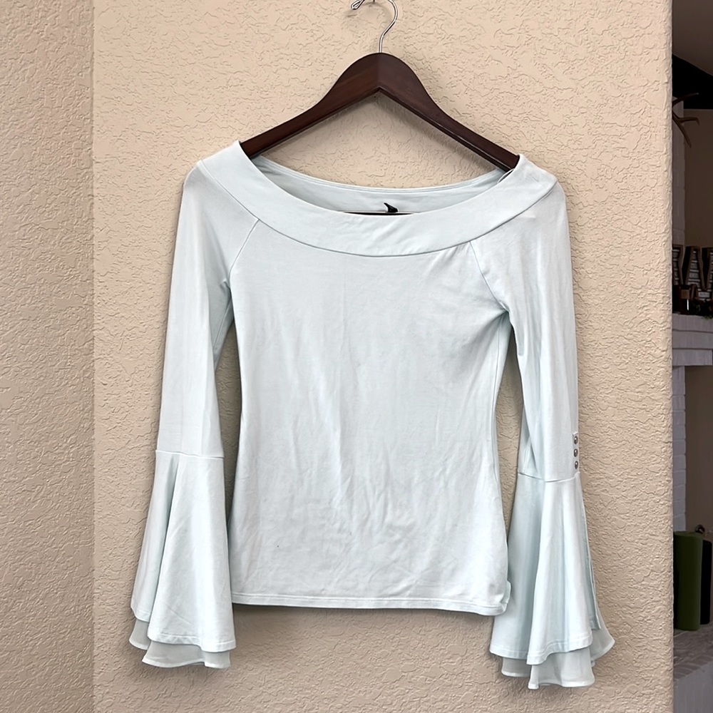 LIGHT BLUE White House Black market off the shoulder light longsleeve blouse XXS